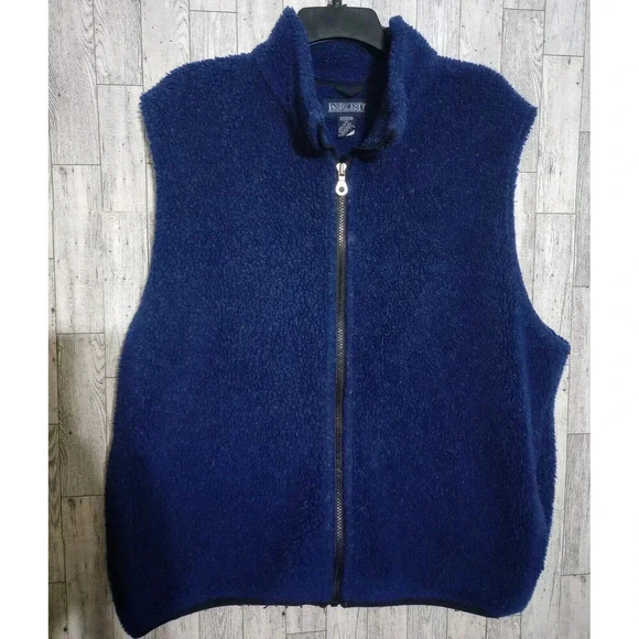 Lands' End Jackets & Blazers - Lands End Deep Pile Fleece Vest Vintage Full Zip Blue Women's XL (18-20)